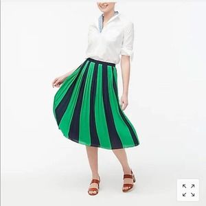J Crew Pleated Midi Skirt Striped Size 4